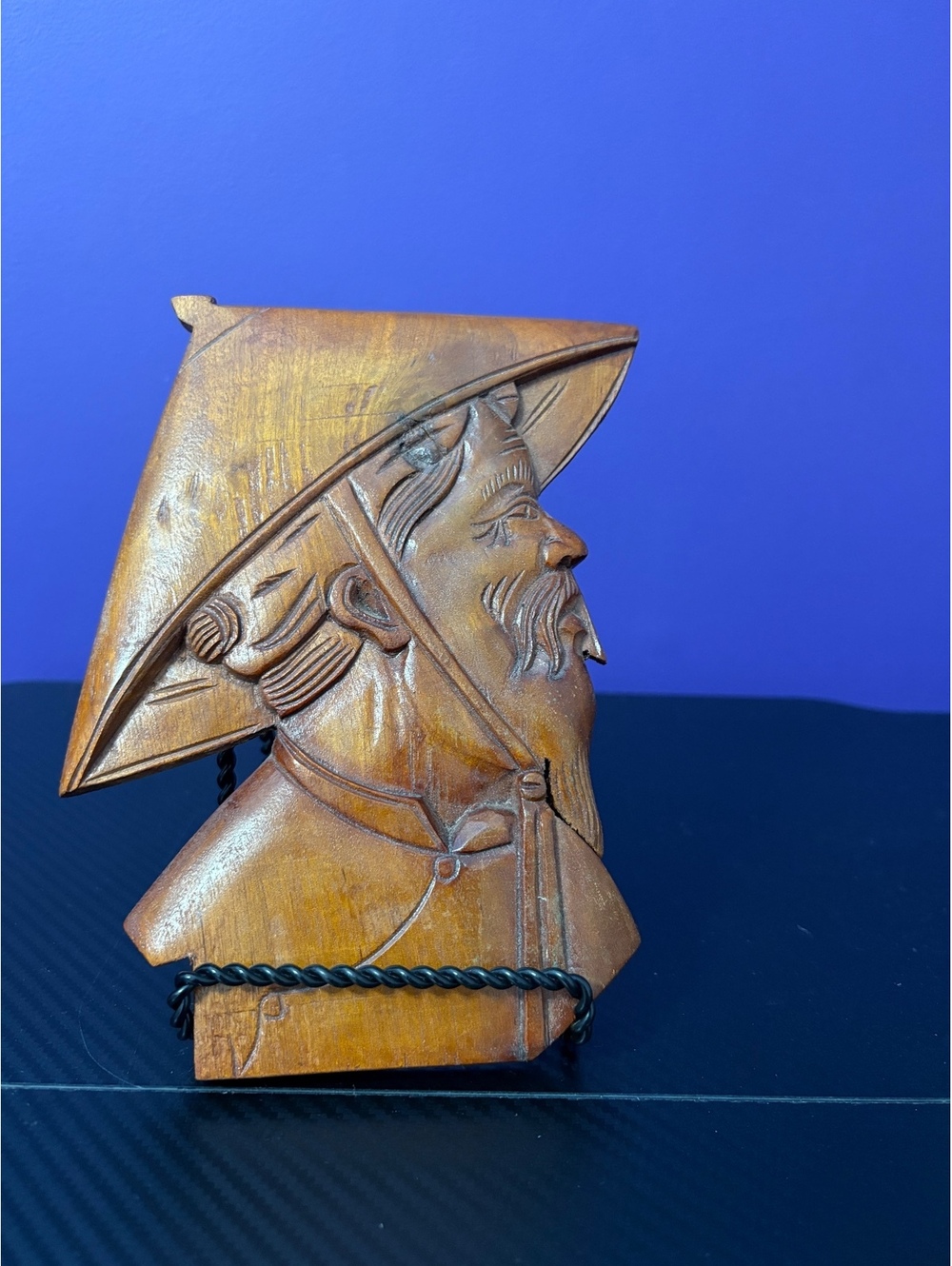 Hand Carved Asian Man Wall Hanging
